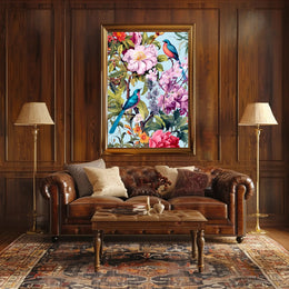 Vibrant Exotic Birds Botanical Art Animal Poster