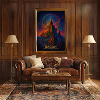 Bagan Mystical Temples Surreal Art Poster Print