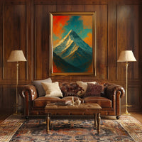 Majestic Mountain Peak Digital Artwork Poster