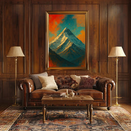 Majestic Mountain Peak Digital Artwork Poster
