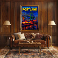 Winter In The Rose City Portland Poster
