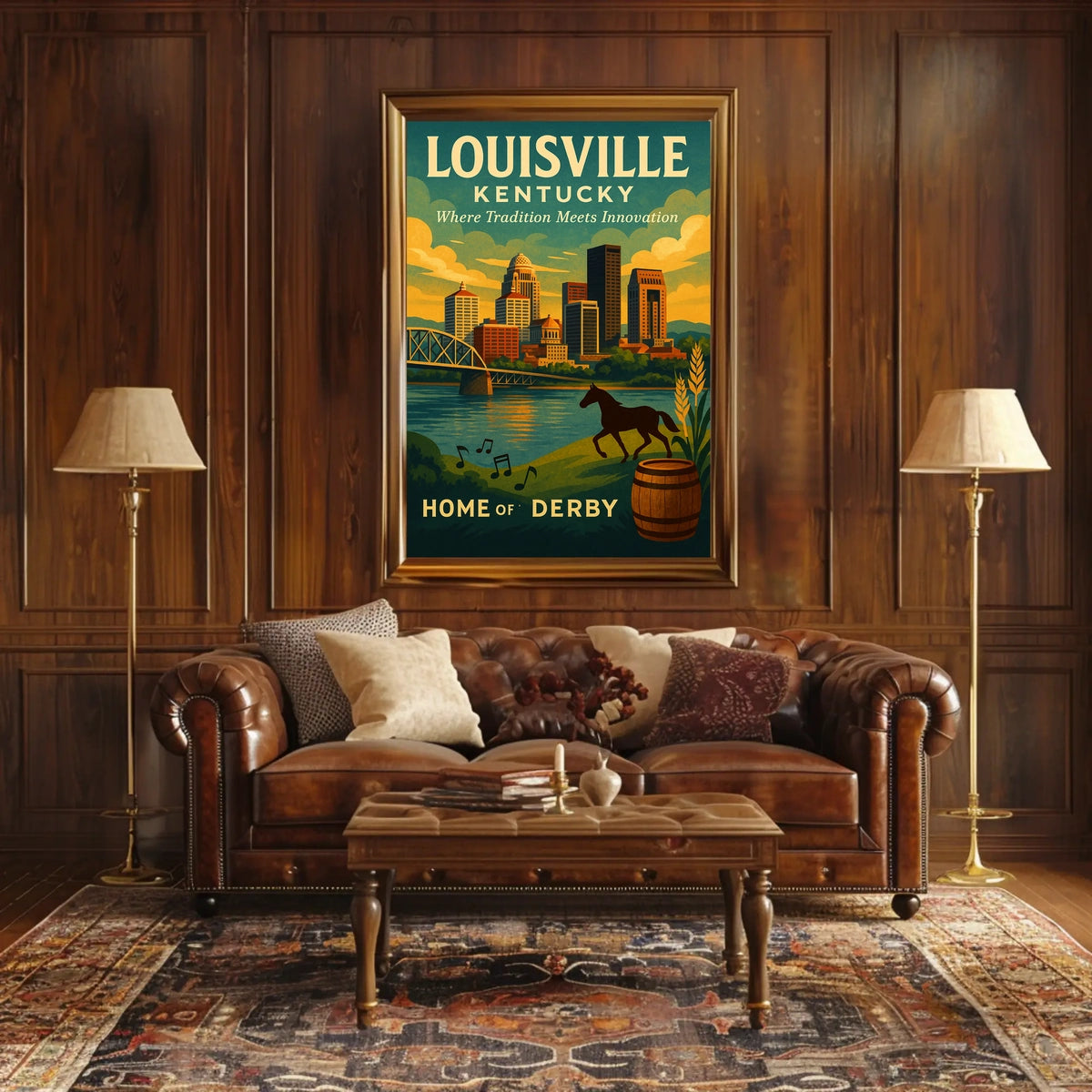 Louisville Derby Iconic Skyline Heritage Travel Souvenir Culture Wall Art Timeless Poster