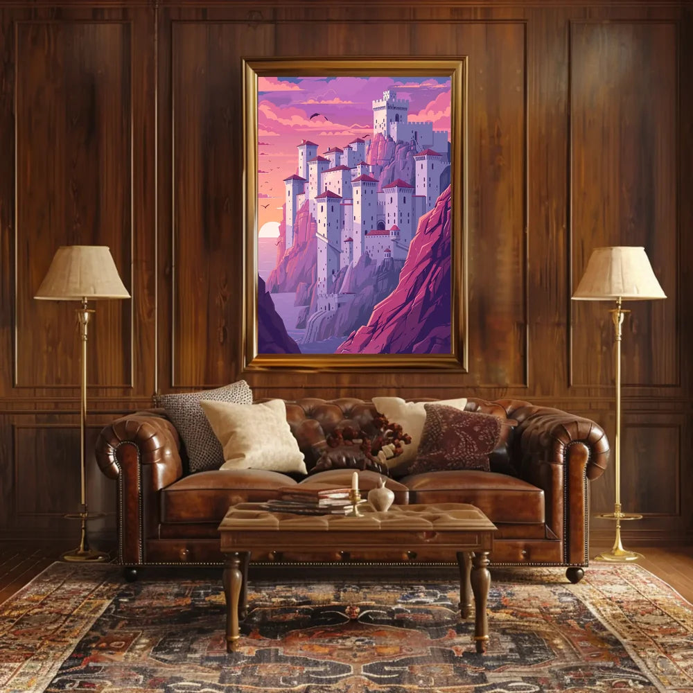 Mystical Castle on Cliffside Fantasy Poster