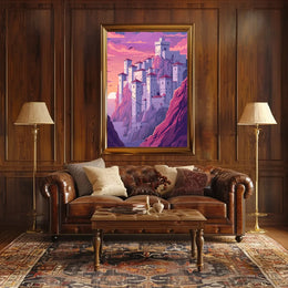 Mystical Castle on Cliffside Fantasy Poster