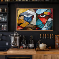 Cubist Faces Vibrant Abstract Art Poster Print
