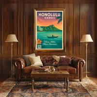 Honolulu Tropical Adventure Vintage Travel Poster PosterGoat
