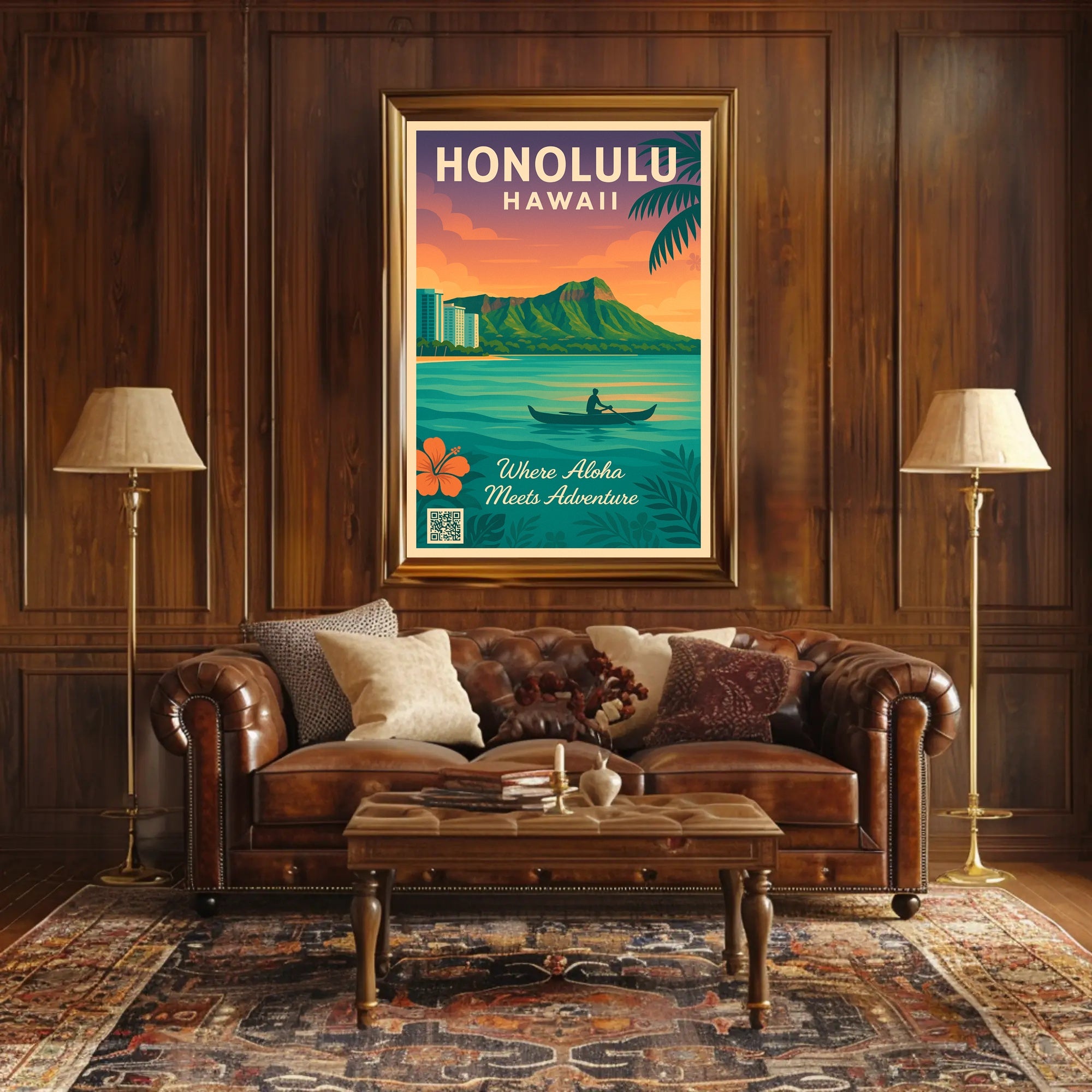 Honolulu Tropical Adventure Vintage Travel Poster PosterGoat