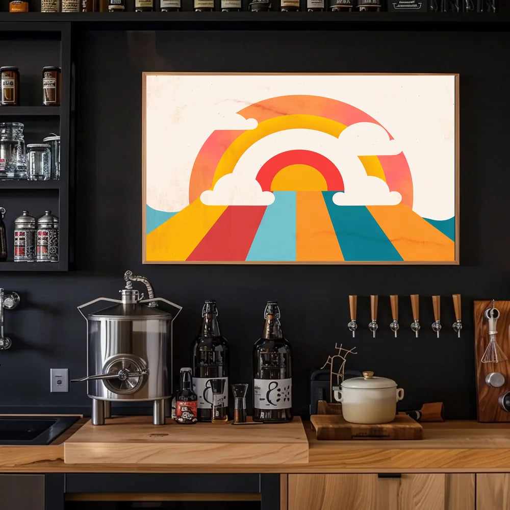 Retro Rainbow Mid-Century Modern Abstract Art Poster