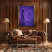 London Landmarks Neon Cyberpunk Art Urban or Cityscape Poster