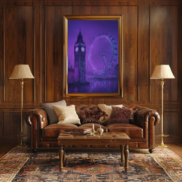 London Landmarks Neon Cyberpunk Art Urban or Cityscape Poster
