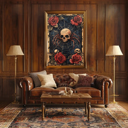 Skull with Spider Legs Gothic Abstract, Artistic Poster