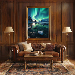 Aurora Borealis Over Arctic Landscape Travel Poster