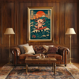 Surfing Axolotl Adventure Poster PosterGoat