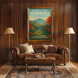 Vermont Travel Poster Vintage Scenic Wall Art