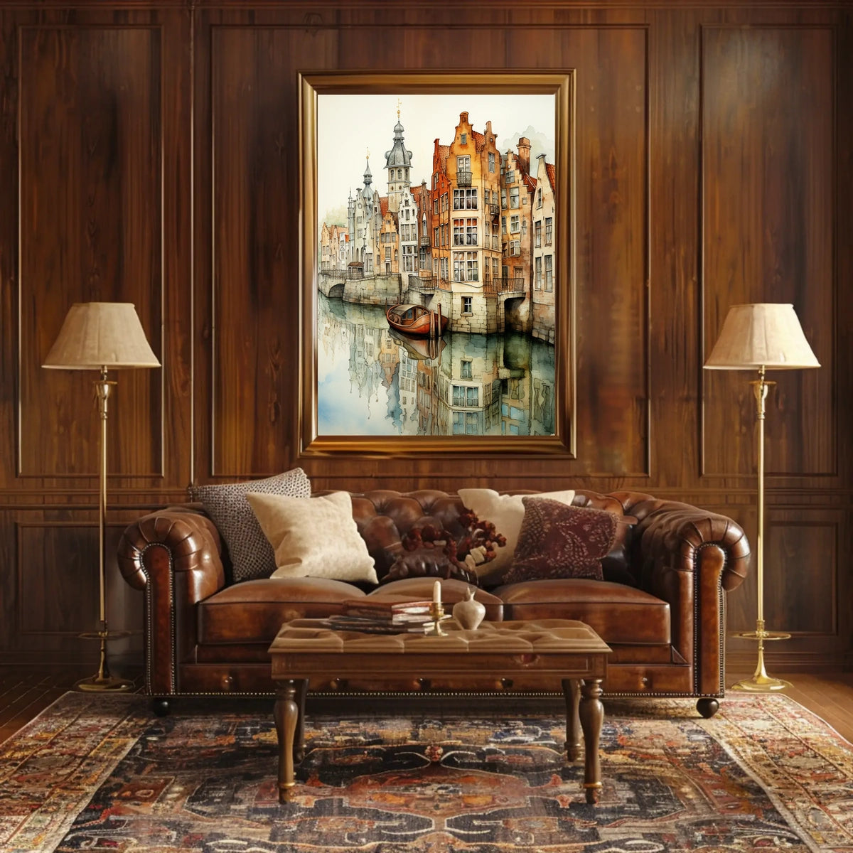 Renaissance Europe scene: Picturesque canal cultural heritage poster