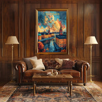 Romantic Stockholm Architecture Illustrated Travel Poster