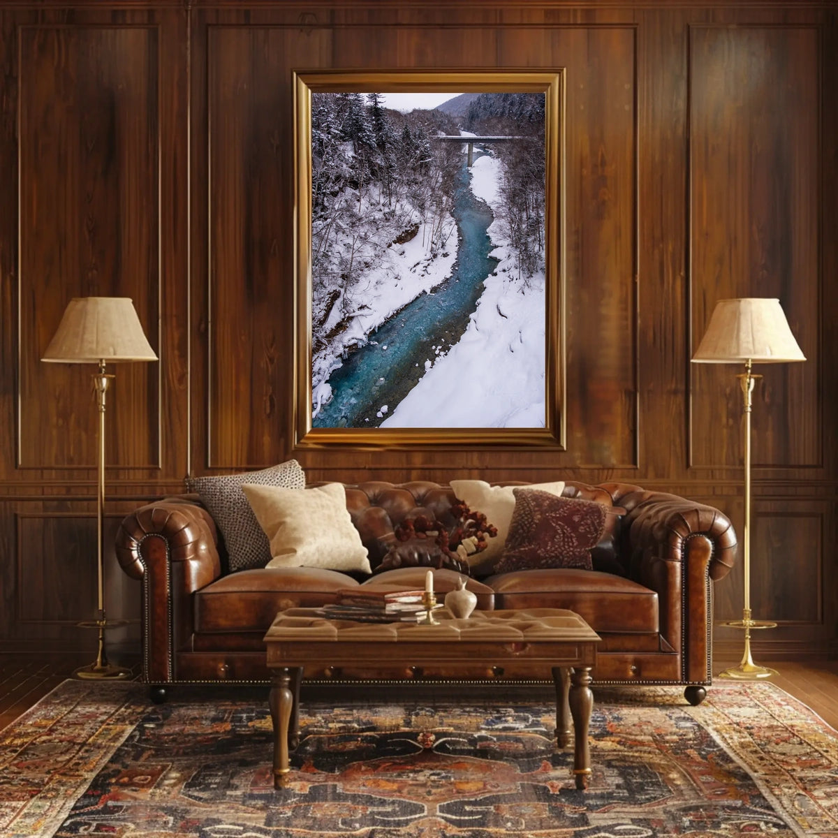 Serene Winter River Landscape - National Park Poster