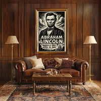 Abraham Lincoln 16th President of the United States B & W Comic Sketch Poster