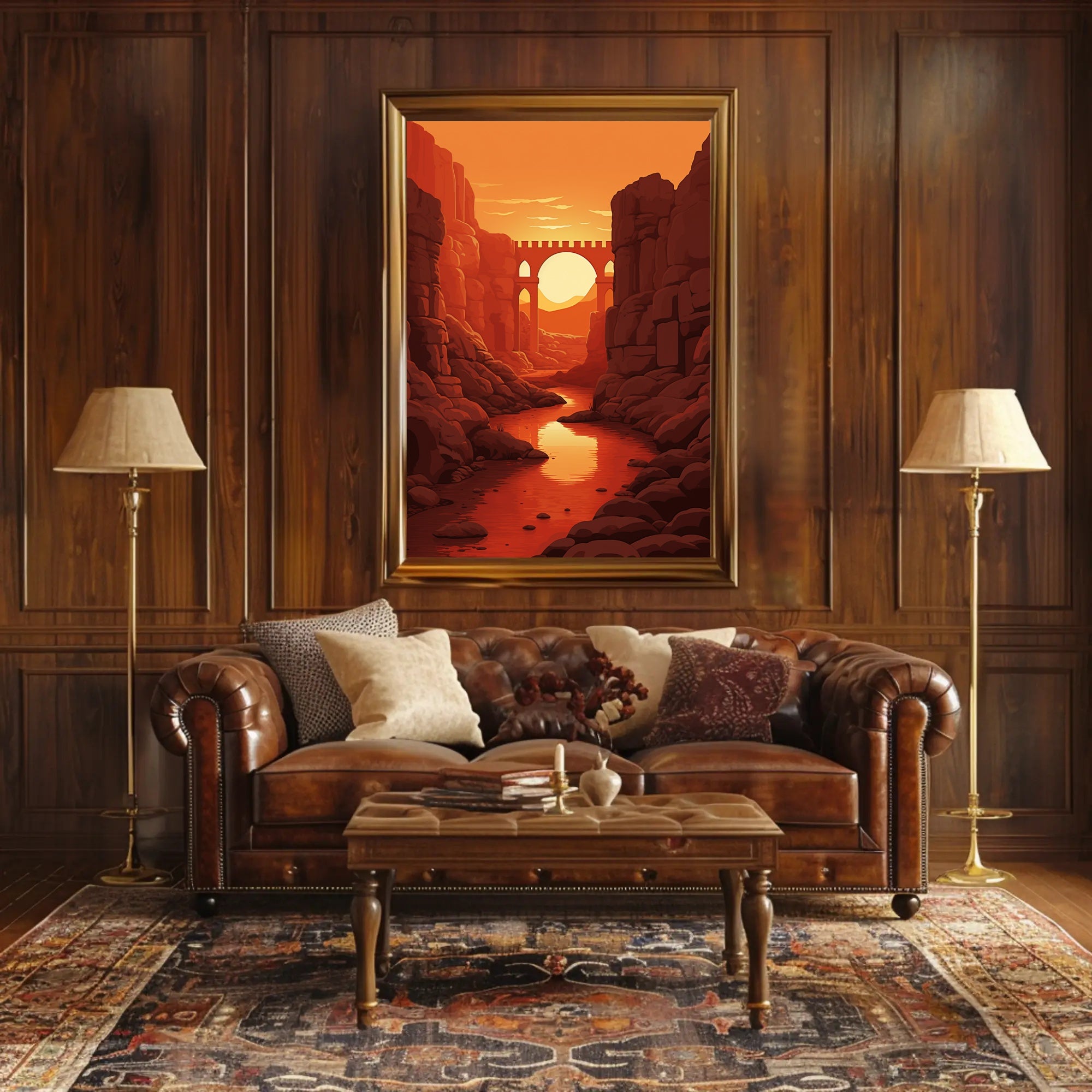 Sunset Over The Canyon Bridge Poster PosterGoat