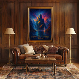 Majestic Norwegian Fjords Surreal Art Poster Print