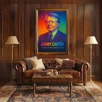 Jimmy Carter 39th President of the United States Neon Gradient Overlay Poster
