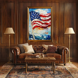 Large American Flag Waving Abstract Artwork Poster