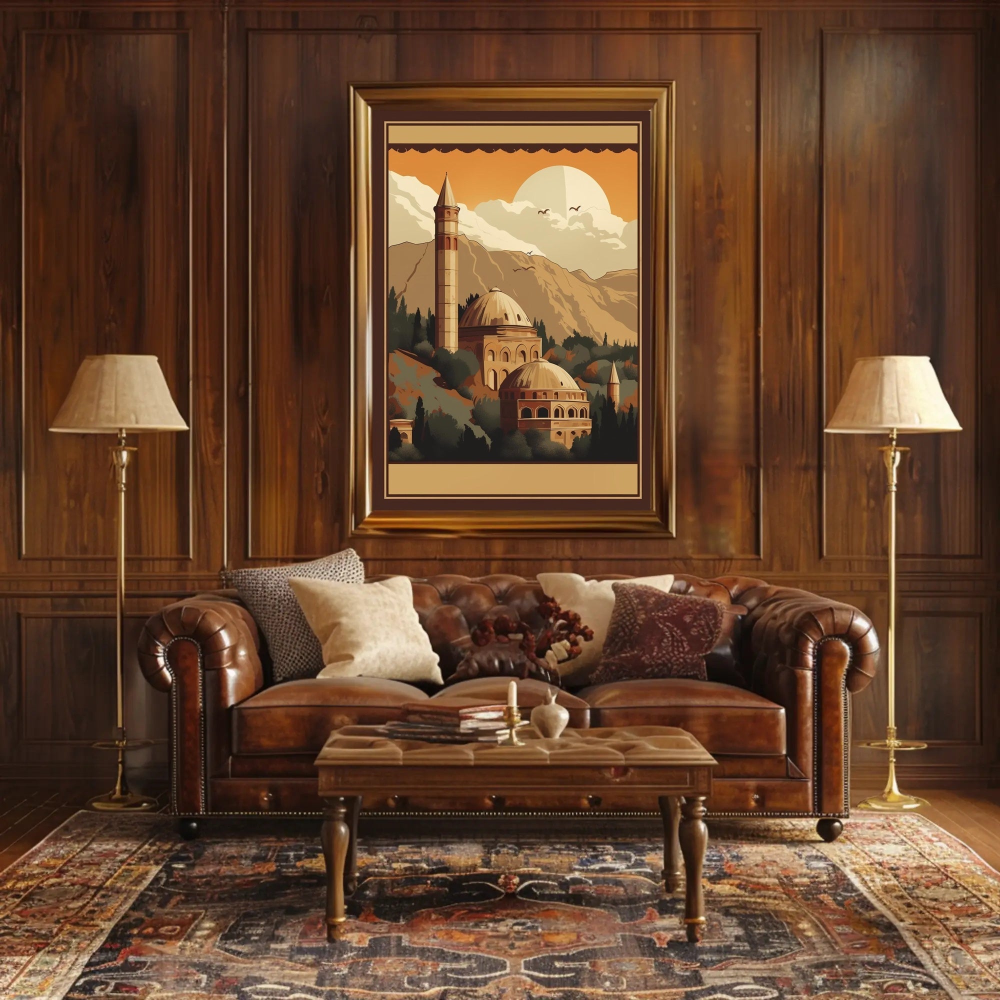 Tranquil Sunset Over Ancient Architecture Poster