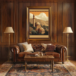 Tranquil Sunset Over Ancient Architecture Poster