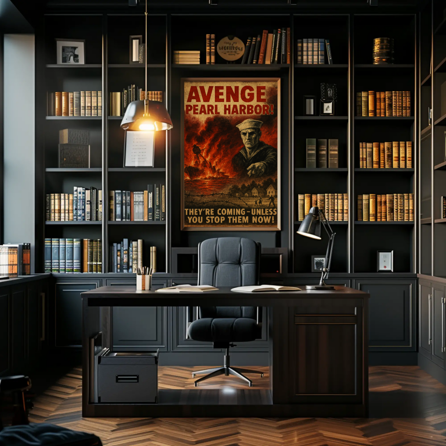 Avenge Pearl Harbor Dramatic WWII Propaganda Poster