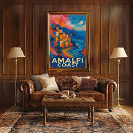 Amalfi Coast Poster Wall Art Print 18x24 Coastal Decor