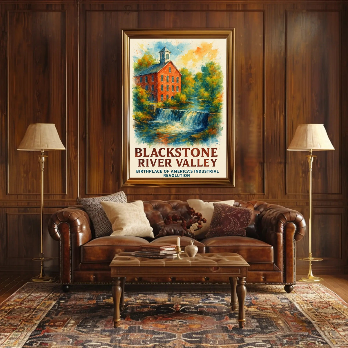 Blackstone River Valley Watercolor Historical Art Poster