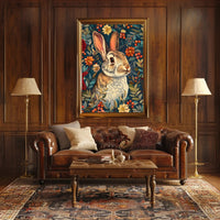 Enchanted Rabbit with Vibrant Flowers Animal Poster