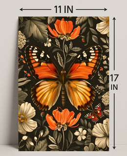 Vibrant Butterfly and Flowers Decorative Animal Poster