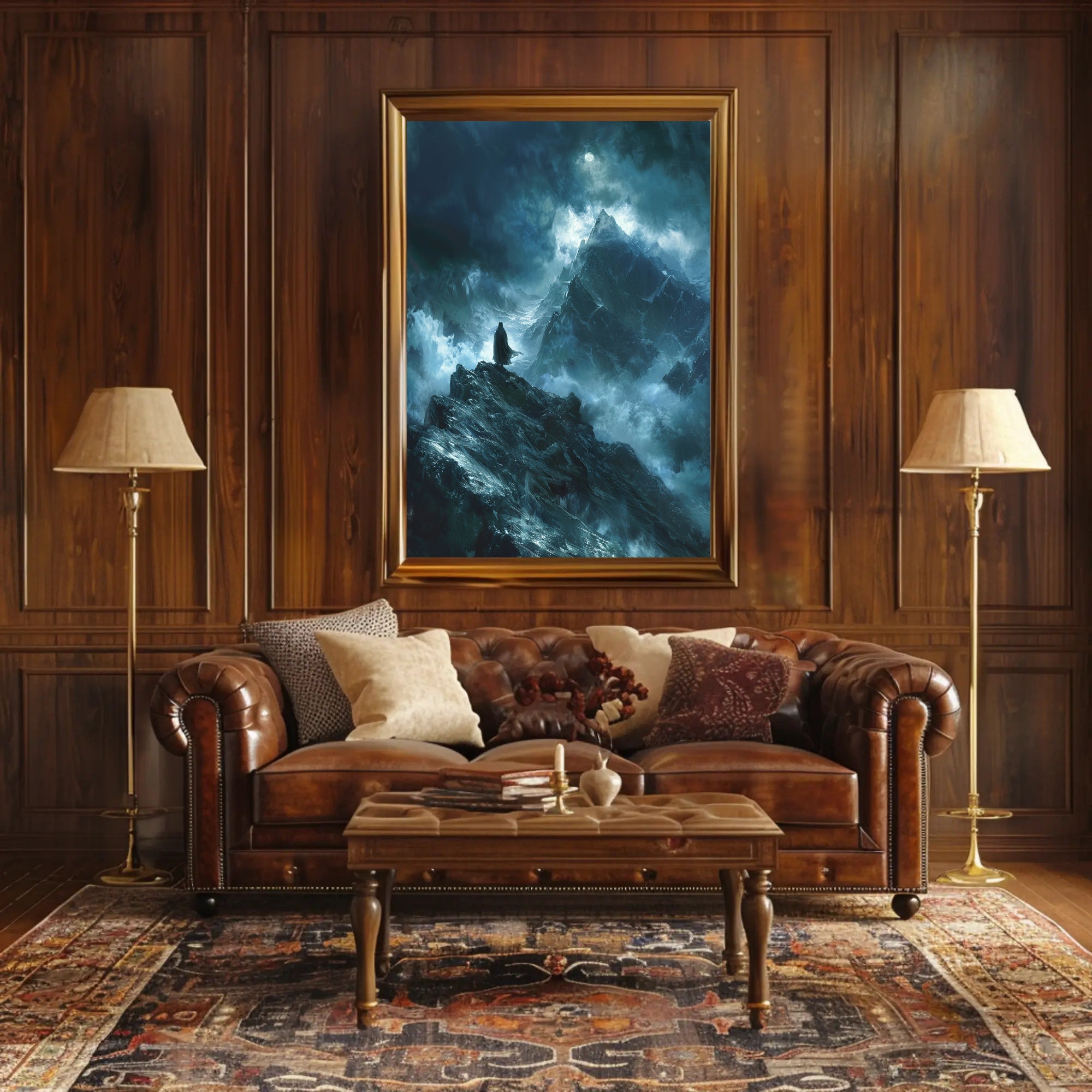 Ethereal Moonlit Adventure in Mountains Fantasy or Mythology Poster PosterGoat
