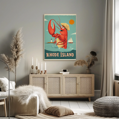 Rhode Island Vintage Poster Lobster Fun