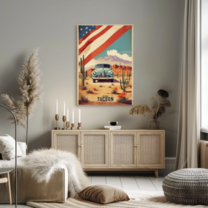 Tucson Arizona Classic Desert Drive Vintage Travel Poster