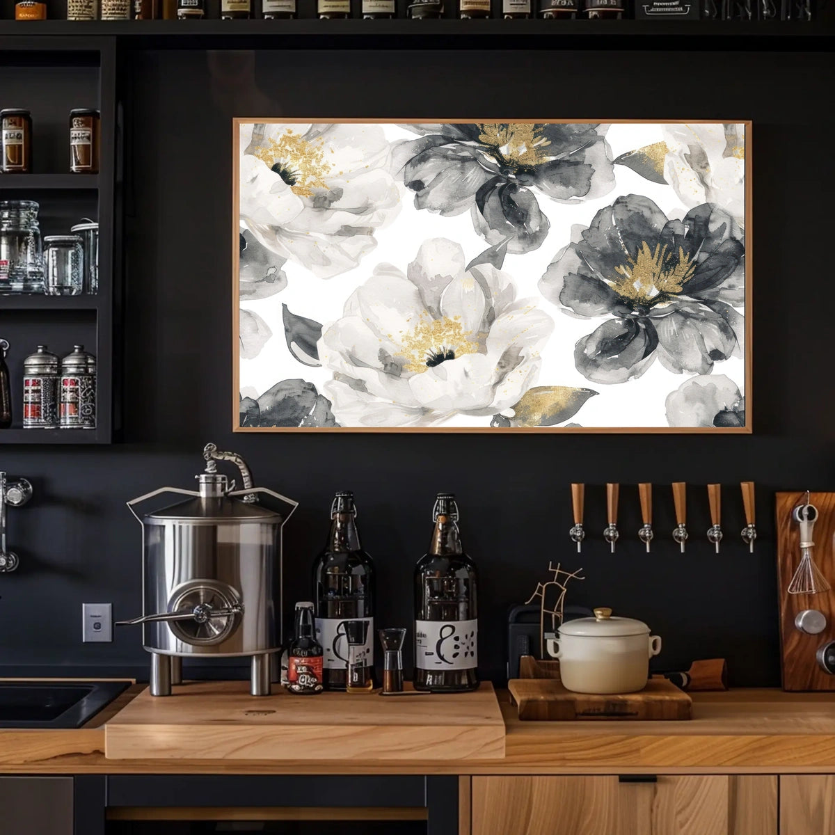 Monochrome Blooms Poster