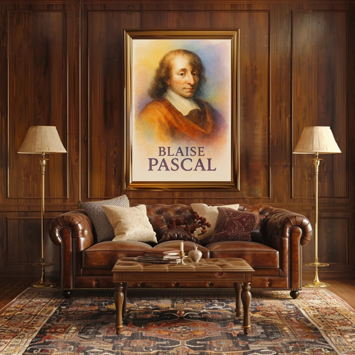 Blaise Pascal Portrait for Historical or Presidential Poster