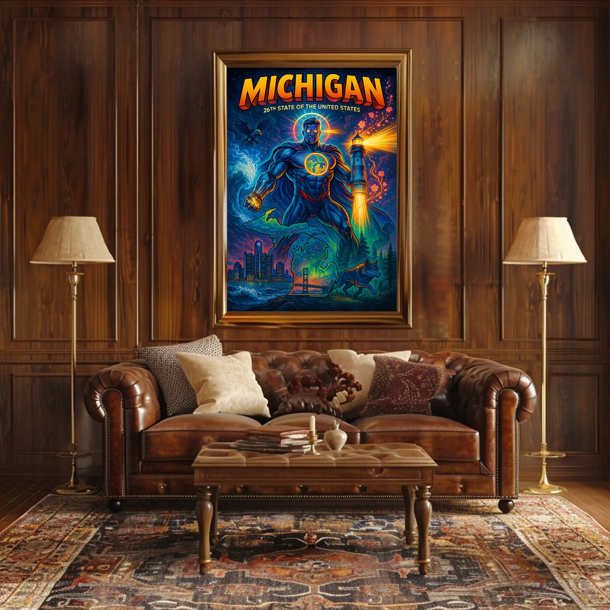 Michigan Superhero Adventure Poster - Cultural or Heritage Poster