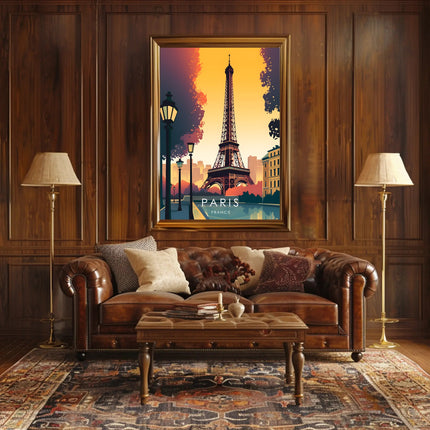 Eiffel Tower Sunset Elegance Travel Poster