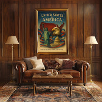 United States of America Land of the Free Poster PosterGoat