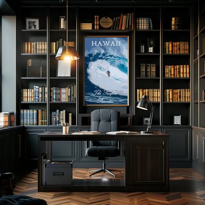 Hawaii Big Wave Surfer Ocean Power Travel Poster