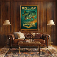 Muskellunge Adventure Vintage Fishing Poster for Anglers