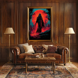 Grim Reaper Apocalyptic Landscape Poster: Vivid Graphic Art