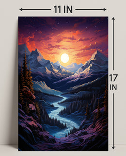 Majestic Mountain Sunset Poster