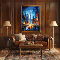 Dynamic Cityscape Skyscraper Modern Art Futuristic Sci-Fi Poster