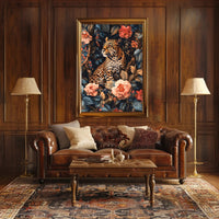 Majestic Leopard Floral Wall Art Print