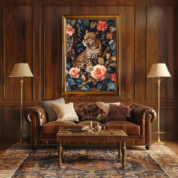 Majestic Leopard Floral Wall Art Print