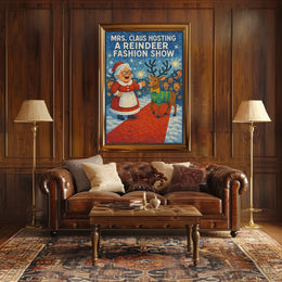 Mrs. Claus Reindeer Show Festive Fantasy Mythology Poster