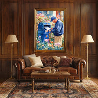 postal worker placing letters Poster